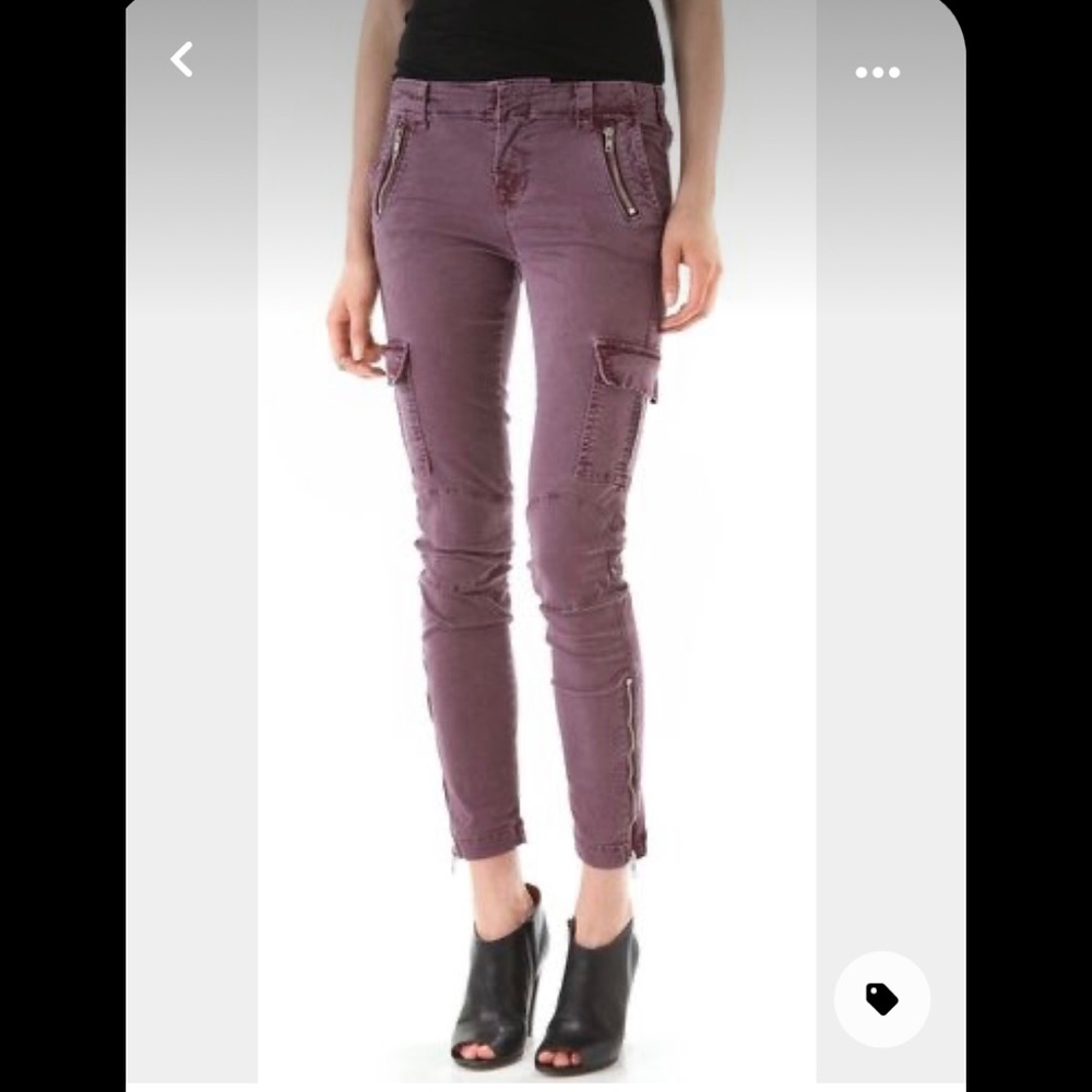 JBrand maverick skinny cargo pant in purple, size 26